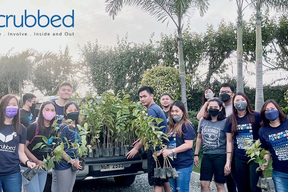 scrubbed team planting trees