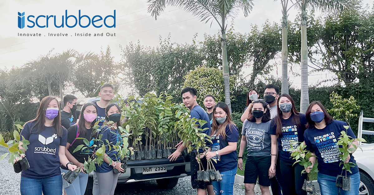 scrubbed team planting trees